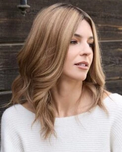 Oakly | Lace Front & Monofilament Remy Human Hair Wig By Amore -Best wig outlet Shop AM8716R Oakly HighlightedBrown R M3