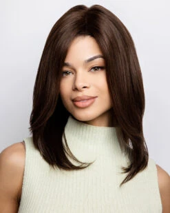 Oakly | Lace Front & Monofilament Remy Human Hair Wig By Amore -Best wig outlet Shop AM8716 Oakly DarkChocolate F