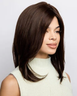 Oakly | Lace Front & Monofilament Remy Human Hair Wig By Amore -Best wig outlet Shop AM8716 Oakly DarkChocolate S2