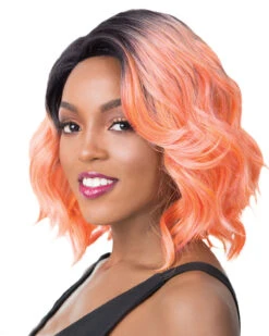 Swiss Lace Glanage | Lace Front Synthetic Wig By It's A Wig -Best wig outlet Shop IW31099 SwissLaceGlanage TT1B PeachHarmony Side