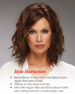 Carrie (Exclusive) | Lace Front & Monofilament Human Hair Wig By Jon Renau -Best wig outlet Shop JR708A Carrie 6RN Alt3 Instruction