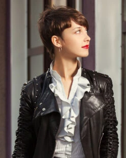 Crystal | Monofilament Human Hair Wig By Louis Ferre -Best wig outlet Shop LF37003 Crystal GingerBrown side