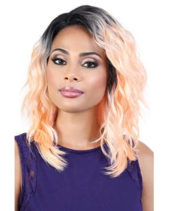 LDP-Eva | Lace Front & Lace Part Synthetic Wig By Motown Tress -Best wig outlet Shop MT31058 LDP Eva RT1B RoseGold side