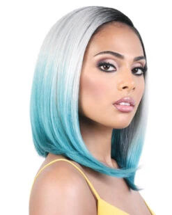 LDP-Curve2 | Lace Front & Lace Part Synthetic Wig By Motown Tress -Best wig outlet Shop MT31060 LDP Curve2 3TSilverTeal side