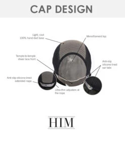 Sharp | Average/Large Men's Lace Front & Monofilament Human Hair Blend Wig By HIM -Best wig outlet Shop Sharp Cap